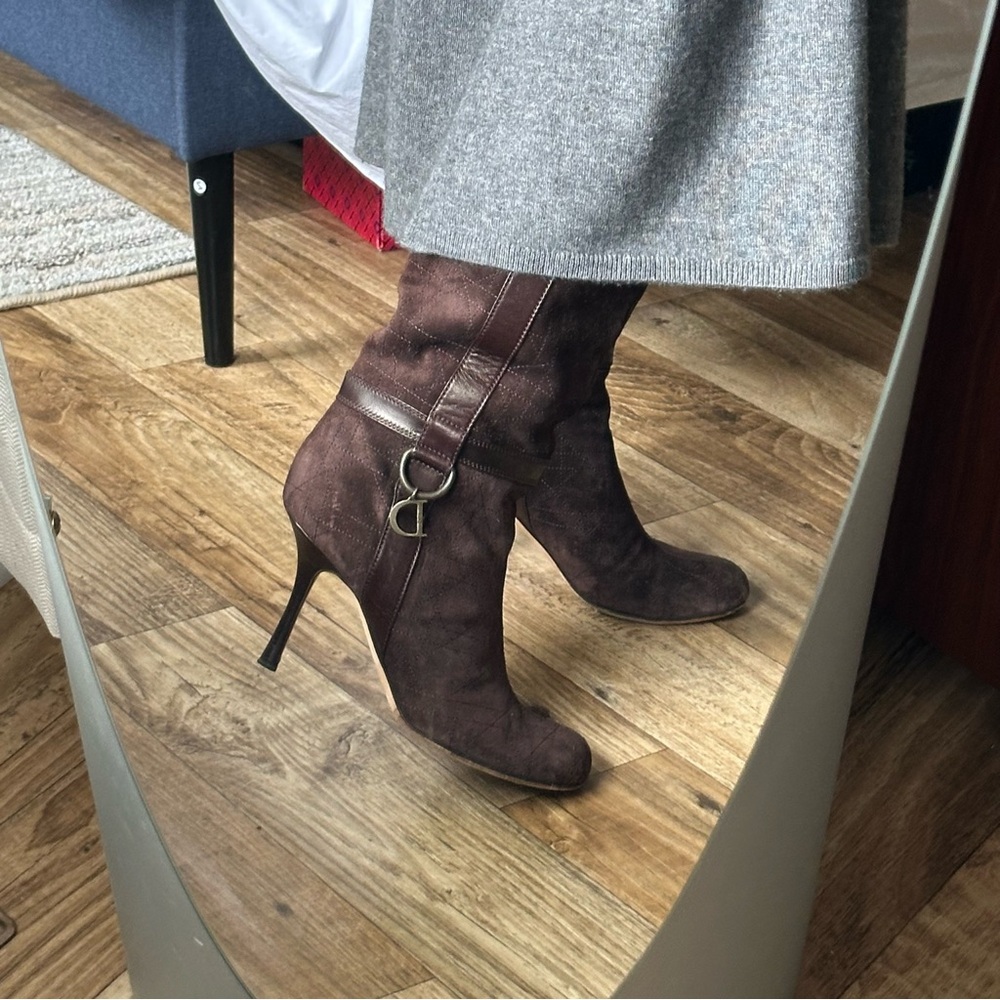 Dior Suede Cannage Knee High Boots